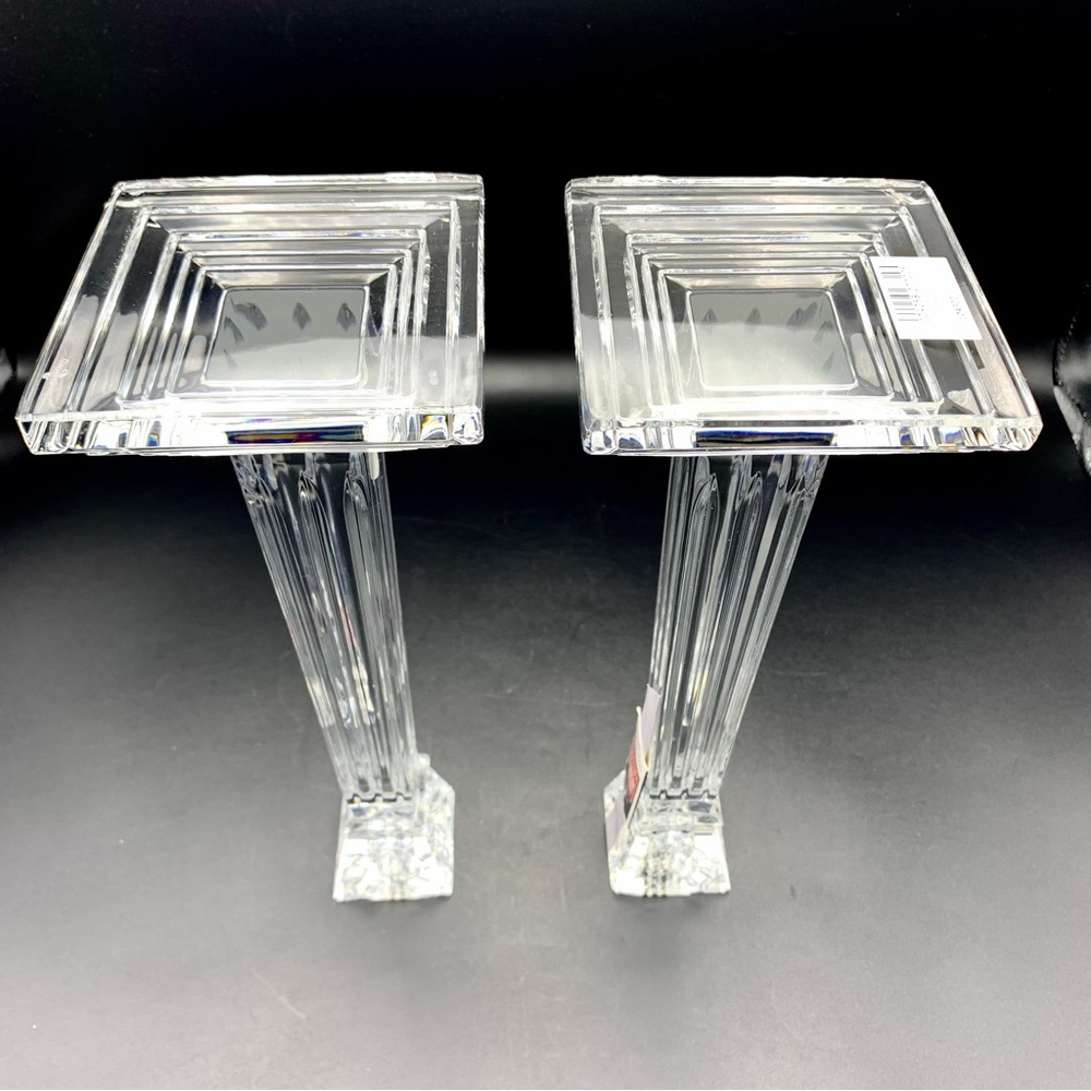 Waterford Crystal George Washington Candlestick Holders 11.75” Wood Base HTF NIB - Picture 9 of 15
